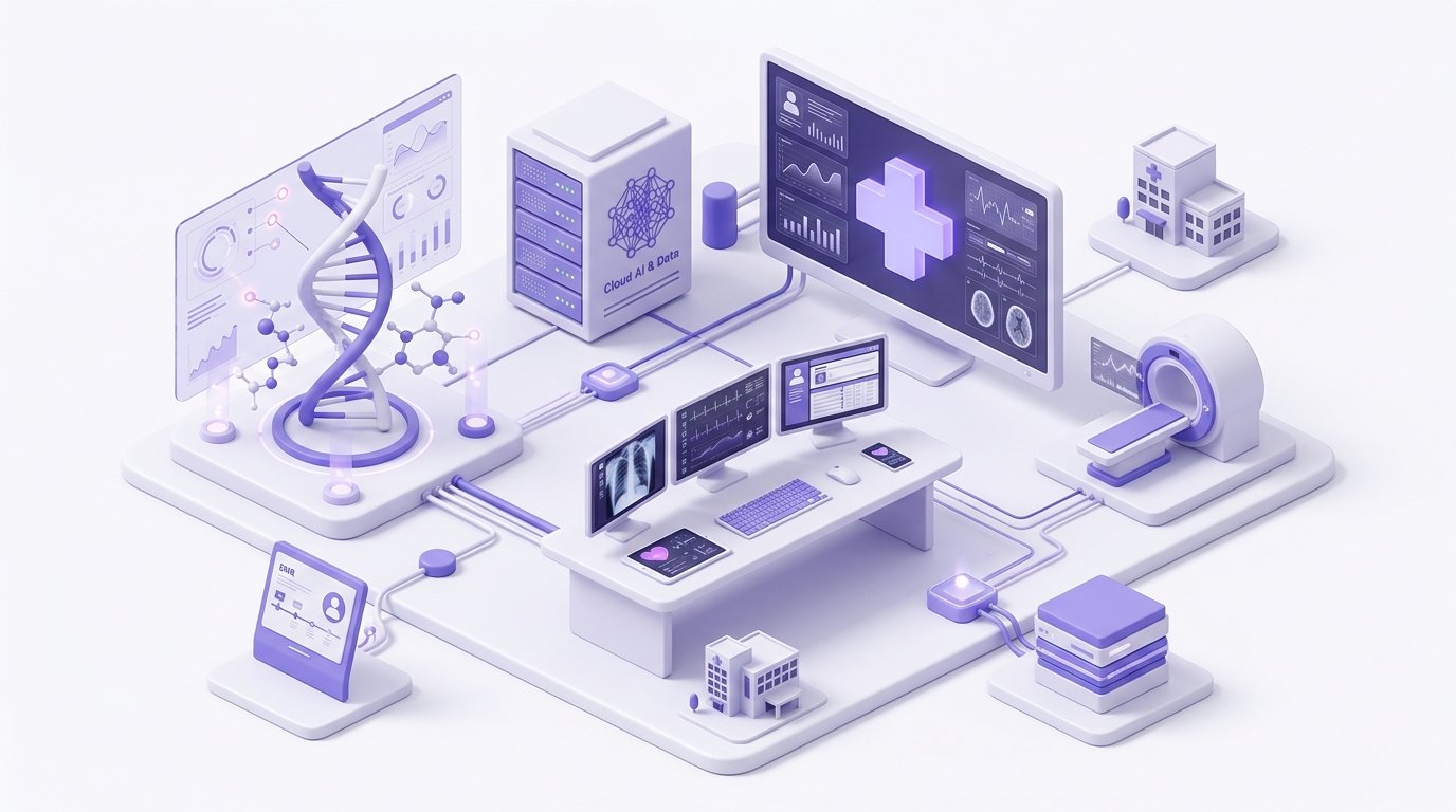Healthcare technology with clinical AI, diagnostic interfaces, and medical records